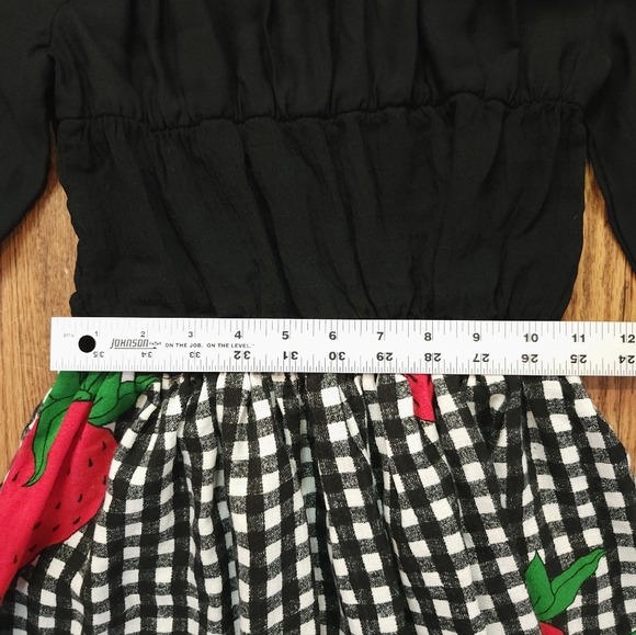 Young Edwardian by Arpejo Vintage Long Strawberry Dress Size 11 Checkered Countr - Picture 8 of 11